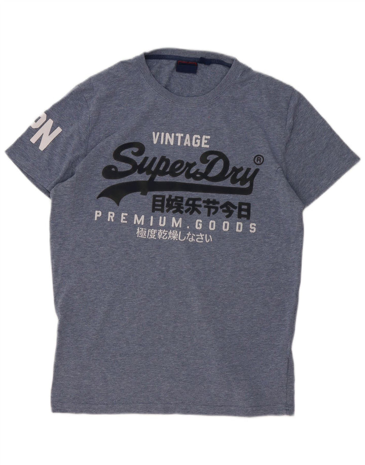Ανδρικό γραφικό μπλουζάκι Superdry Top μεγάλο μπλε βαμβακερό