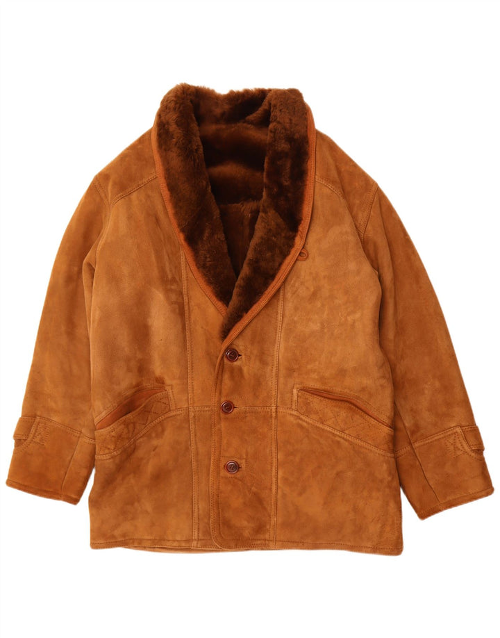 Vintage Ανδρικό Shearling Jacket UK 40 Large Brown
