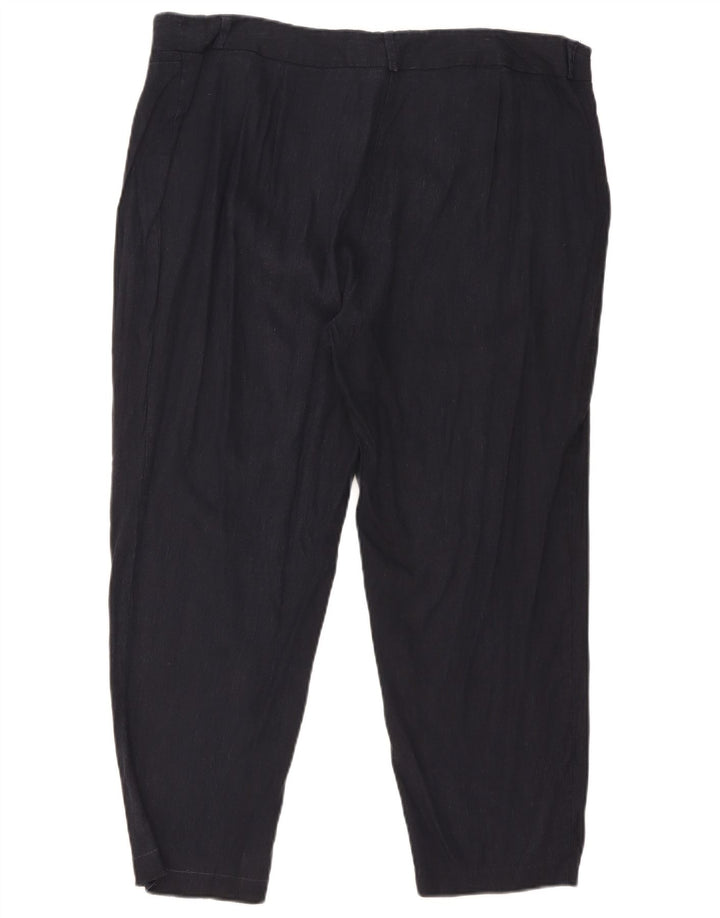 Marks & Spencer Γυναικείο Cropped Παντελόνι W36 L25 Navy Blue Λινό