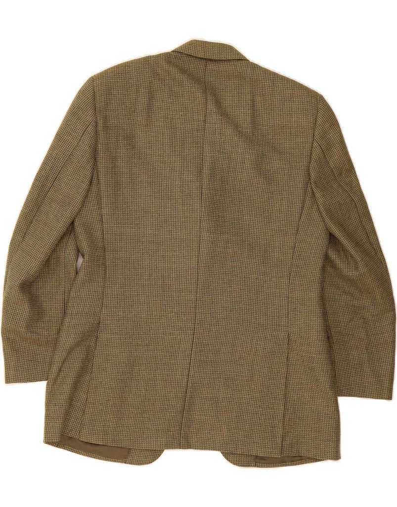 CANALI Mens 3 Button Blazer Jacket IT 50 Large Khaki Houndstooth Wool Vintage Canali and Second-Hand Canali from Messina Hembry 
