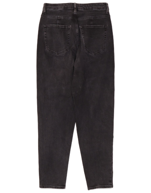 Marks & Spencer Γυναικεία Mom Tapered Jeans UK 10 Small W30 L29 Black Cotton