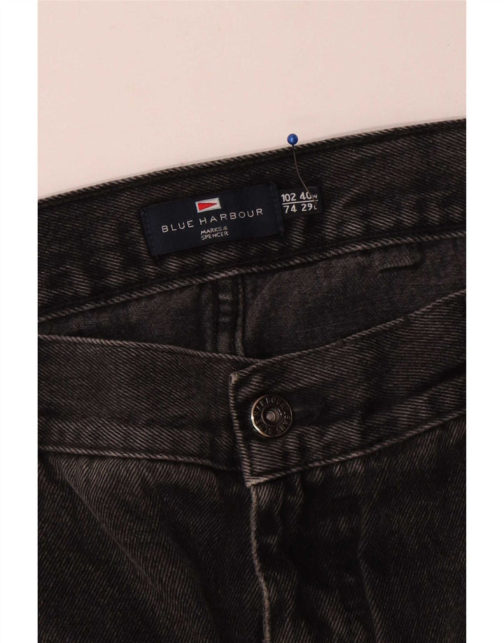Marks & Spencer Ανδρικό Μπλε Harbor Straight Jeans W40 L29 Μαύρο βαμβακερό