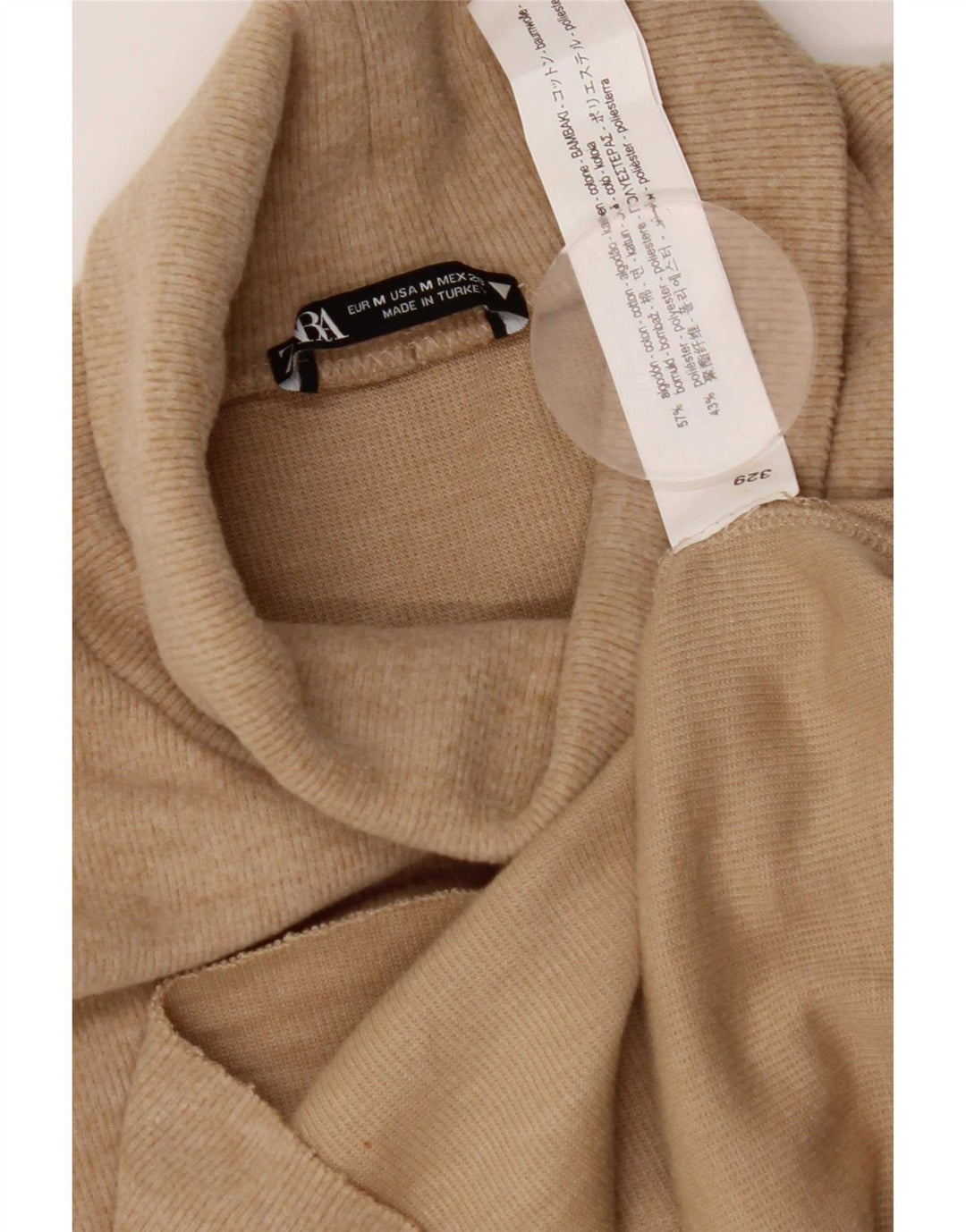Zara Γυναικεία Αμάνικη Μπλούζα Τοπ UK 12 Βαμβακερό μεσαίο μπεζ