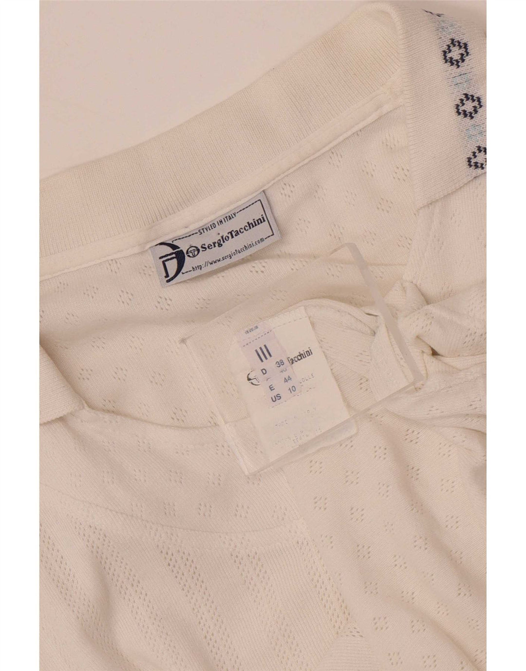 Sergio Tacchini γυναικείο αμάνικο μπλουζάκι πόλο EU 38 Medium White Fair Isle