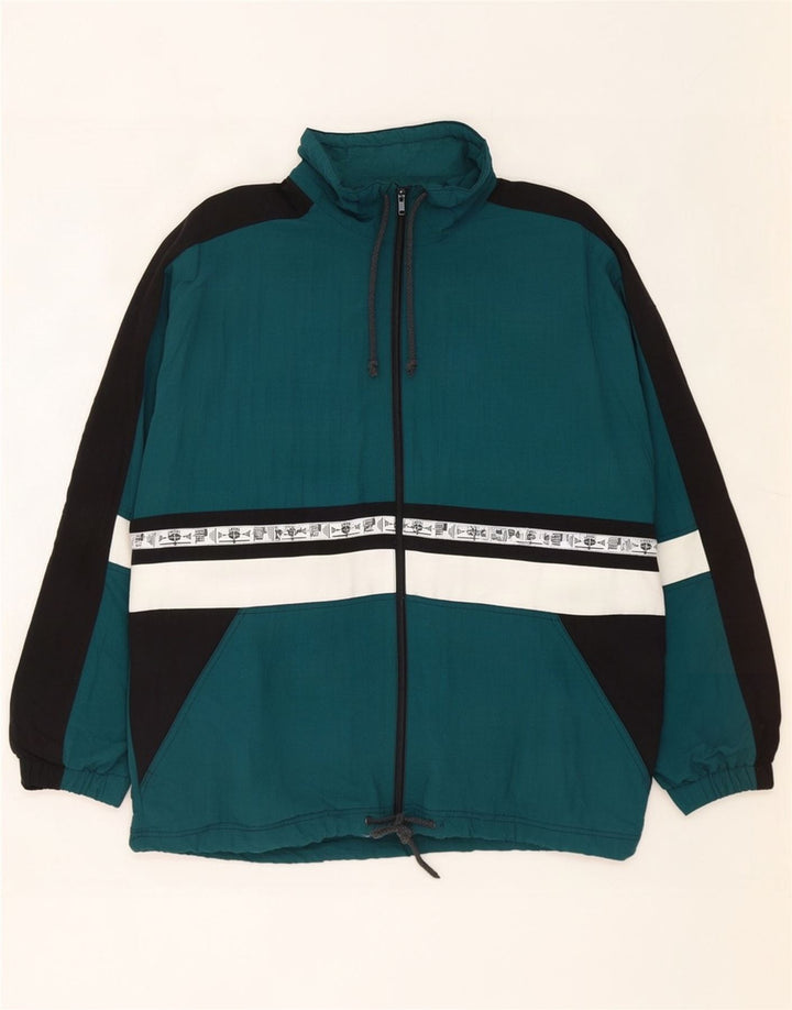 Crane Ανδρικό γραφικό μπουφάν βροχής UK 40 Large Green Colourblock Nylon