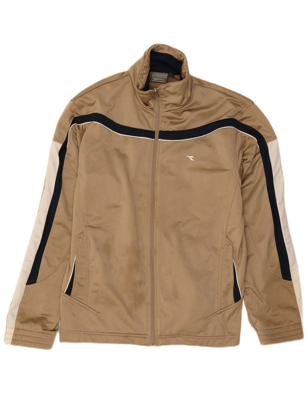 Diadora Mens Tracksuit Top Jacket UK 40 Medium Beige Colourblock Polyester