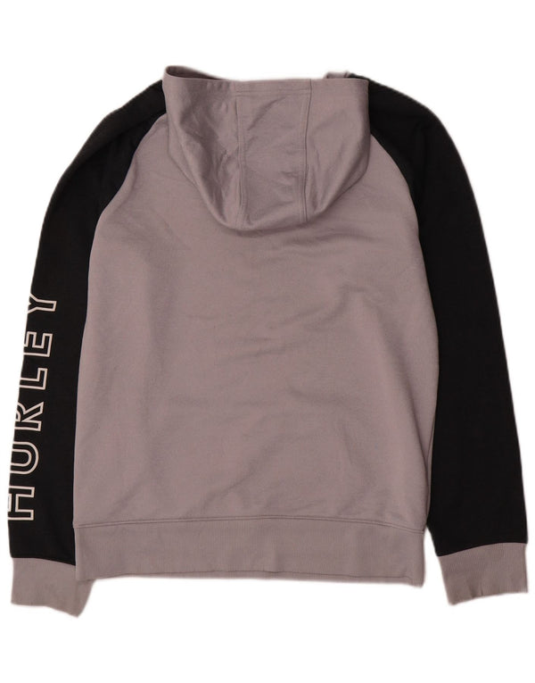 Hurley Boys Graphic Hoodie Jumper 13-14 Years XL Grey Colorblock Polyester