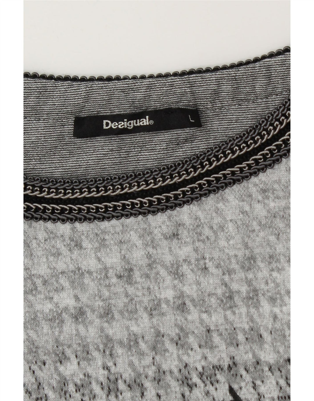 DESIGUAL Γυναικείο φόρεμα 3/4 με μανίκια A-Line UK 14 Large Grey Houndstooth