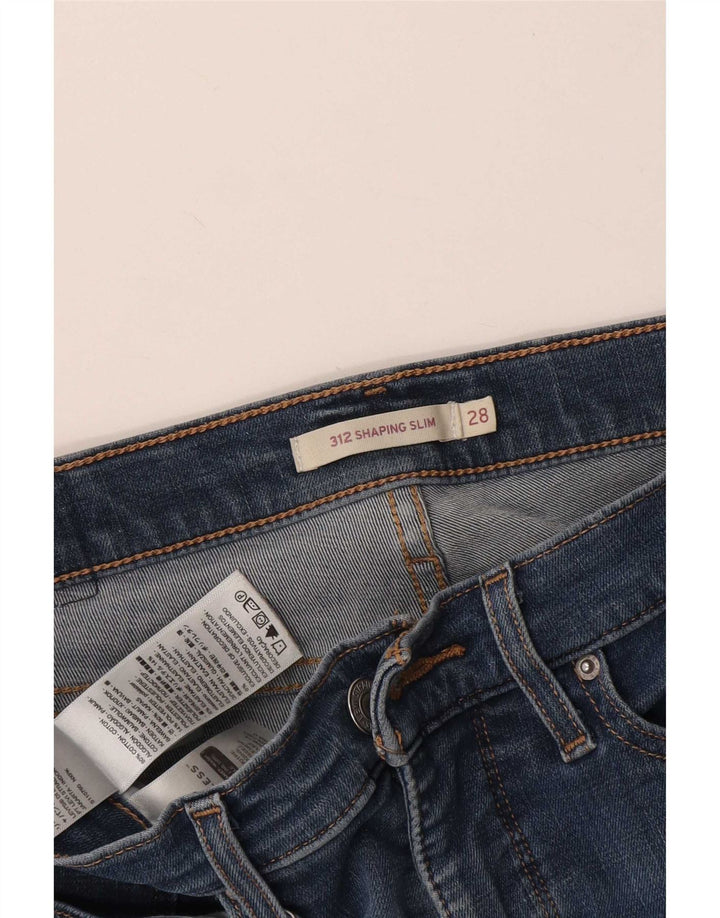 Levi's Womens 312 Distressed Shaping Slim Jeans W28 L27 Blue Cotton