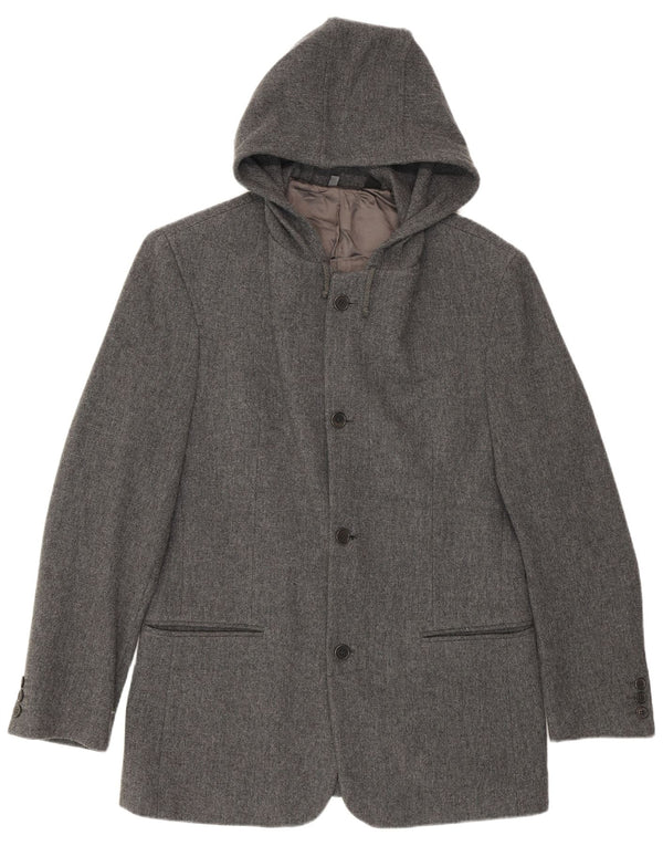 Zara Ανδρικό σακάκι με κουκούλα 4 κουμπιών UK 38 Medium Grey Wool