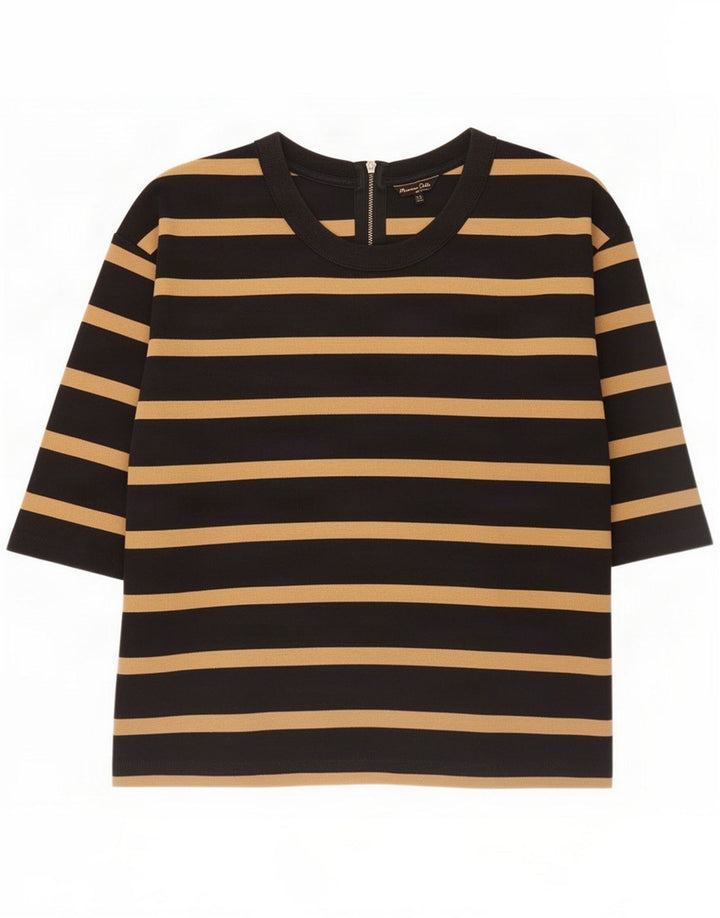 Massimo Dutti γυναικείο τοπ 3/4 μανίκια UK 14 μέτριο μαύρο ριγέ