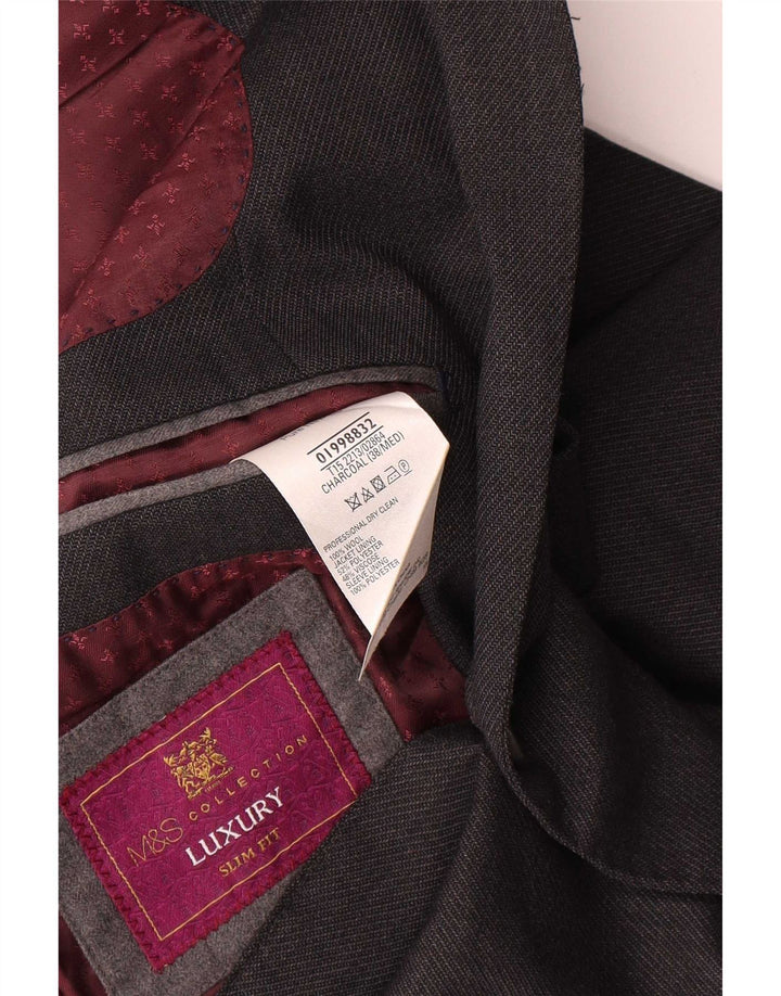 Marks & Spencer Ανδρικό μπουφάν μπλέιζερ με 2 κουμπιά 38 μεσαίο γκρι μαλλί