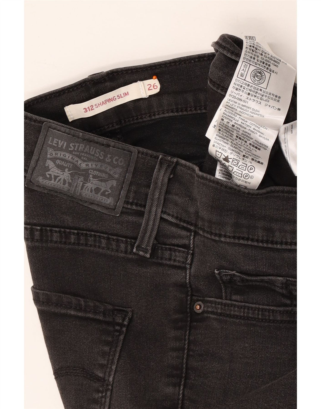 LEVI'S Womens 312 Shaping Slim Jeans W26 L30 Γκρι βαμβακερό
