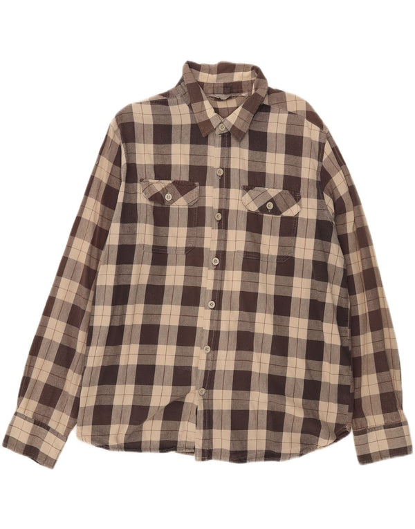 Ανδρικό φανελένιο πουκάμισο Mountain Warehouse 2XL Καφέ βαμβακερό καρό