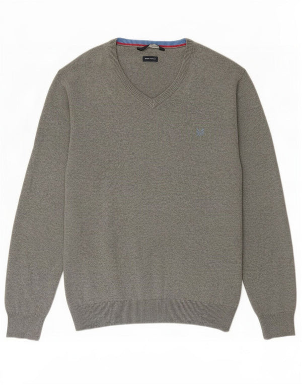 Ανδρικό πουλόβερ J. Crew με V λαιμόκοψη 2XL Γκρι βαμβακερό