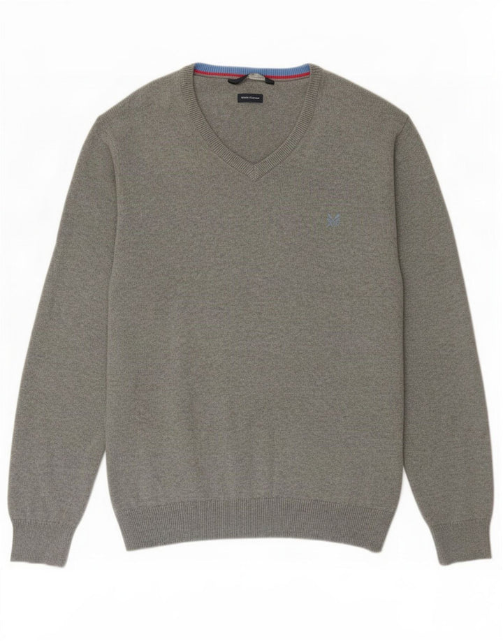 Ανδρικό πουλόβερ J. Crew με V λαιμόκοψη 2XL Γκρι βαμβακερό