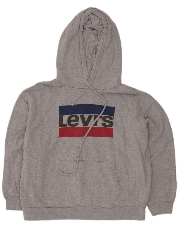 Levi's Womens Graphic Hoodie Jumper UK 14 Large Grey Flecked