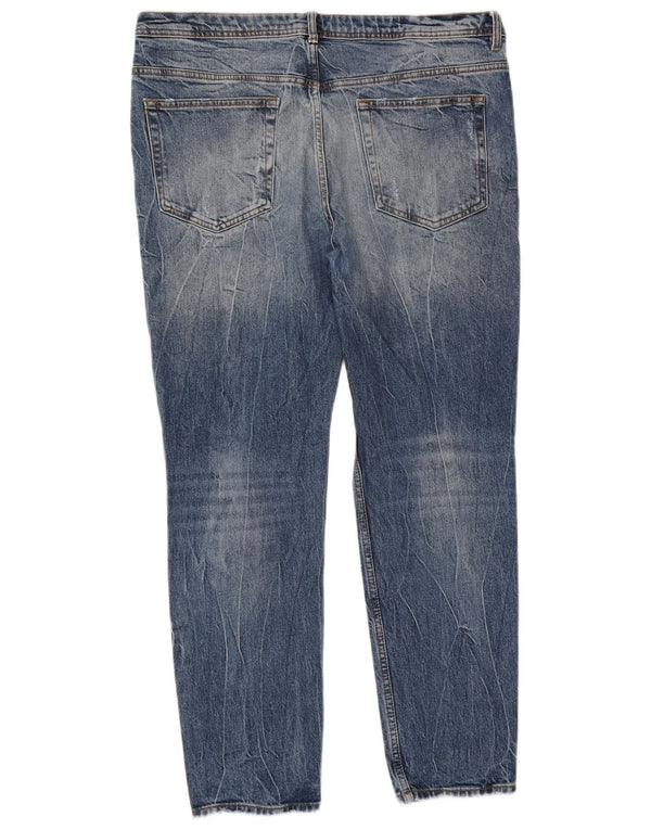 Zara Mens Distressed Slim Jeans EU 46 XL W36 L28 Blue Cotton