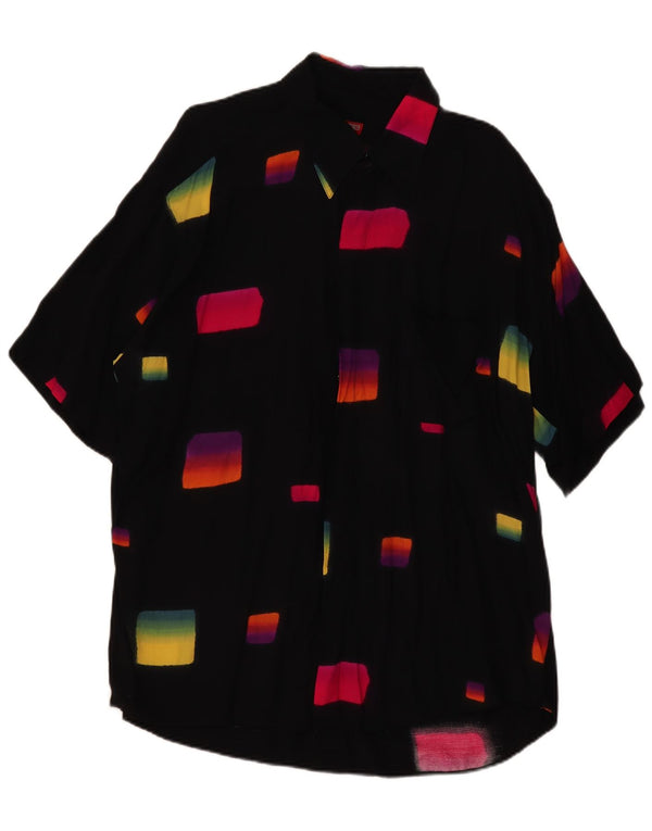 Ανδρικό κοντομάνικο πουκάμισο Tipo' S 2XL Μαύρη γεωμετρική βισκόζη