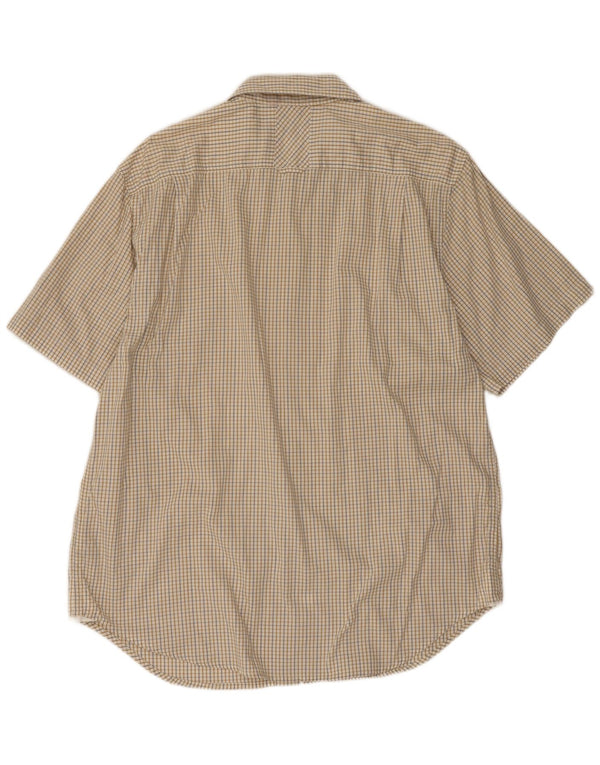 Ανδρικό κοντομάνικο πουκάμισο Guess XL Beige Gingham Cotton
