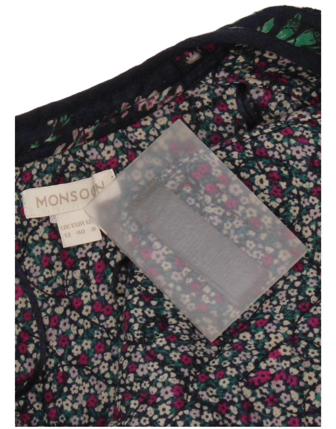 Monsoon Γυναικείο Open Blazer Jacket UK 12 Medium Navy Blue Floral Βαμβακερό