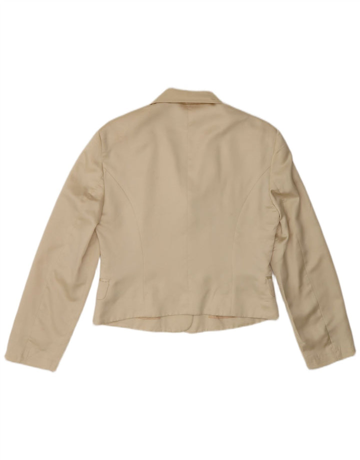Benetton Γυναικείο τζάκετ μπλέιζερ Crop 3 κουμπιών IT 44 Medium Beige Polyester