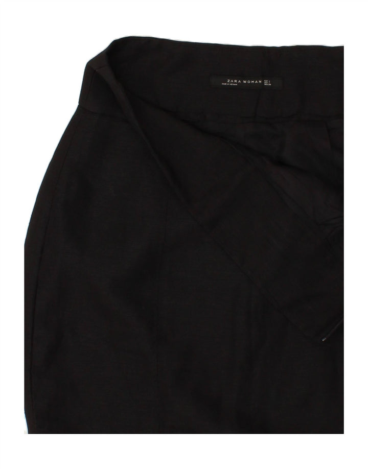 ZARA Womens Pencil Skirt Large W32 Black Linen Vintage Zara and Second-Hand Zara from Messina Hembry 