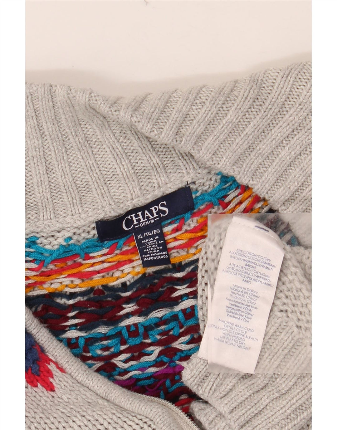 CHAPS Γυναικείο πουλόβερ UK 18 XL Γκρι Fair Isle Cotton