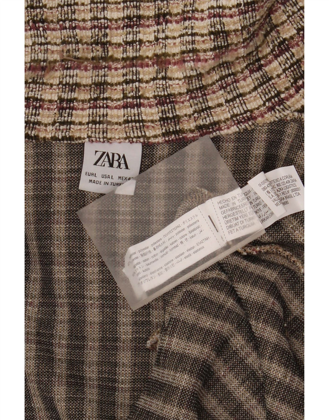 Zara Ανδρικό Ζακέτα πουλόβερ Μεγάλο Μπεζ Καρό Πολυεστέρα