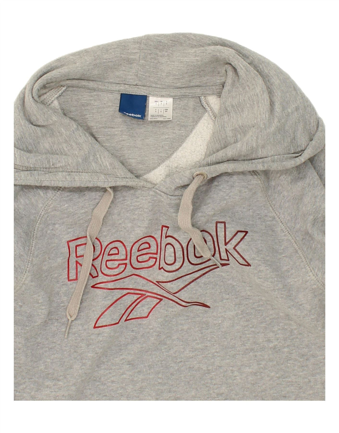 REEBOK Mens Graphic Hoodie Jumper Small Grey Cotton Vintage Reebok and Second-Hand Reebok from Messina Hembry 
