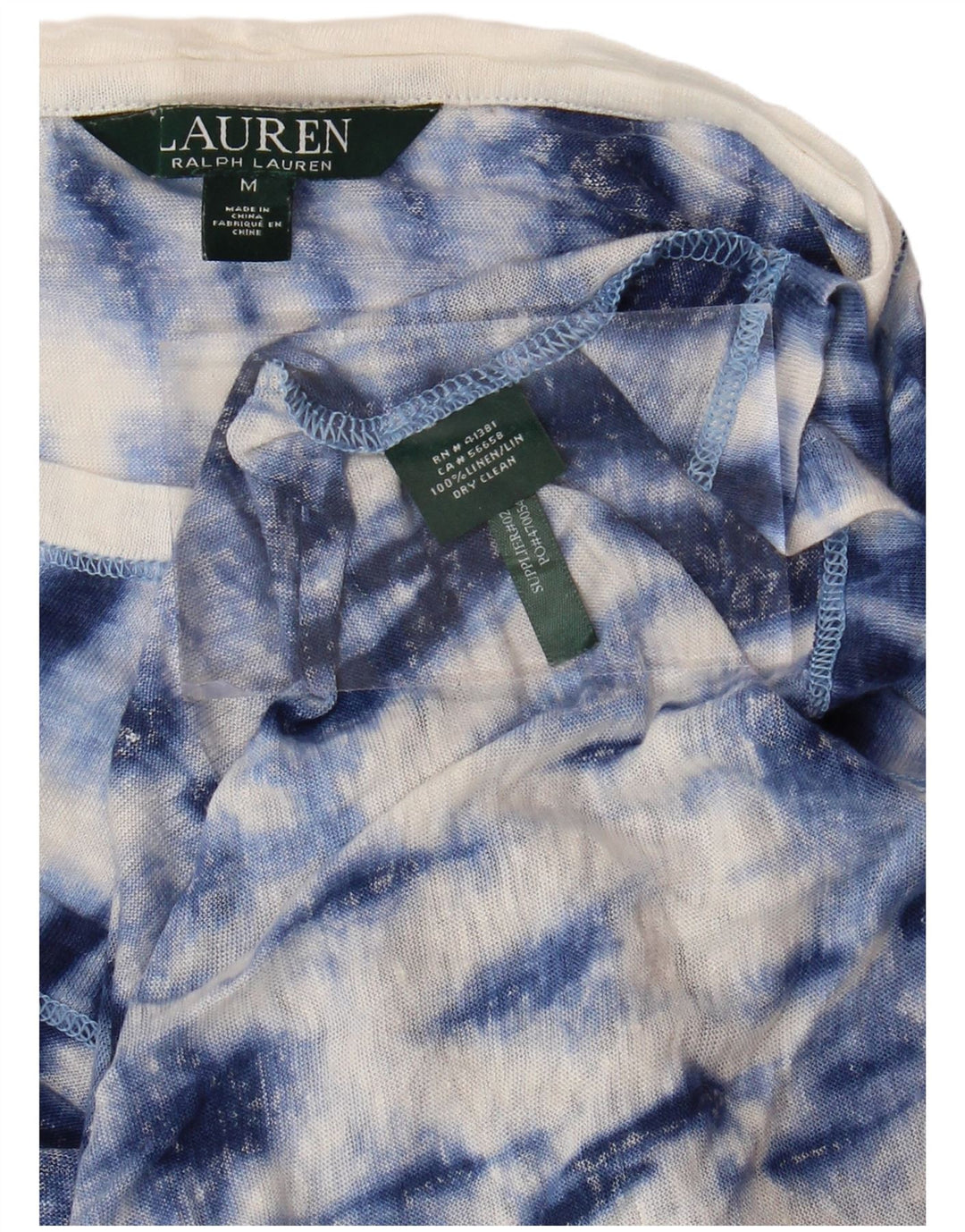 Γυναικείο μπλουζάκι RALPH LAUREN Top UK 14 Medium Blue Tie Dye Lenn