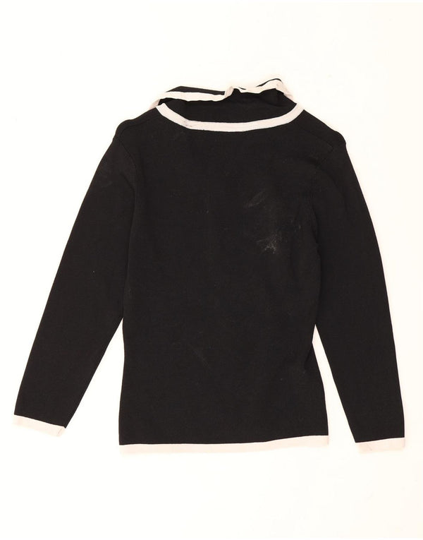 Zara Γυναικείο πουλόβερ ζακέτα με μανίκια 3/4 UK 8 Small Black Colourblock