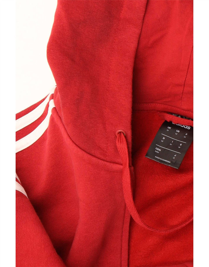 Ανδρικό πουλόβερ Adidas με φερμουάρ με κουκούλα, μεσαίο κόκκινο βαμβακερό