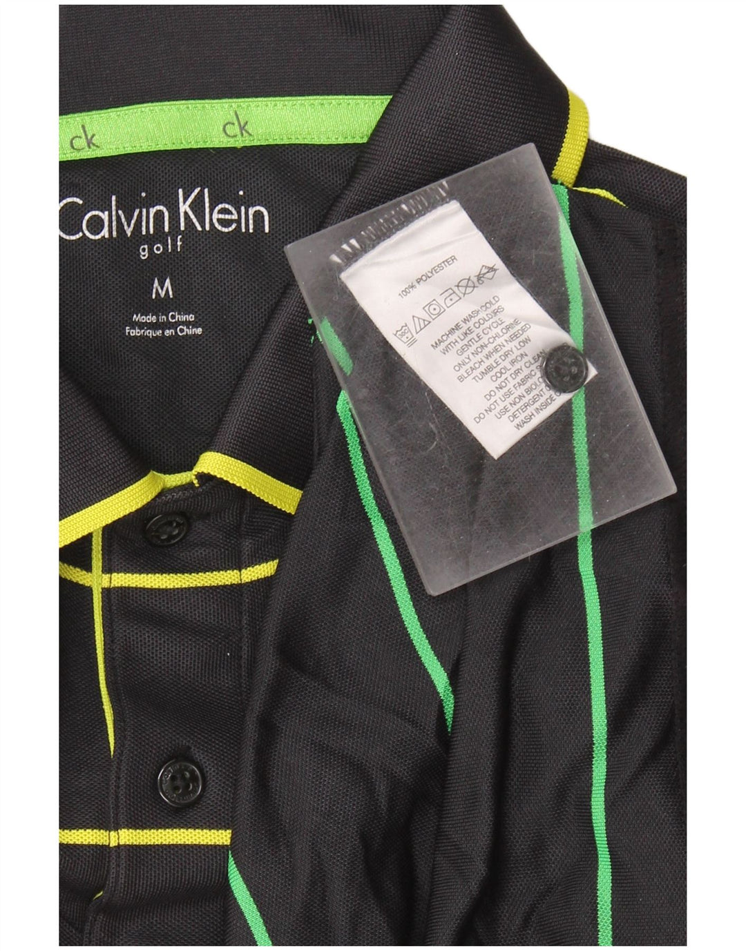 Calvin Klein Ανδρικό πουκάμισο γκολφ πόλο με μεσαίο μαύρο ριγέ πολυεστέρα