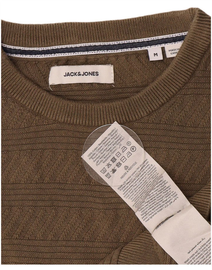 Jack & Jones Ανδρικό πουλόβερ με λαιμόκοψη, μεσαίο πράσινο γεωμετρικό βαμβάκι