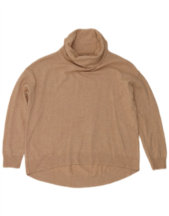 Massimo Dutti Γυναικείο πουλόβερ μεγάλου μεγέθους με ρολό λαιμόκοψη UK 10 Small Beige