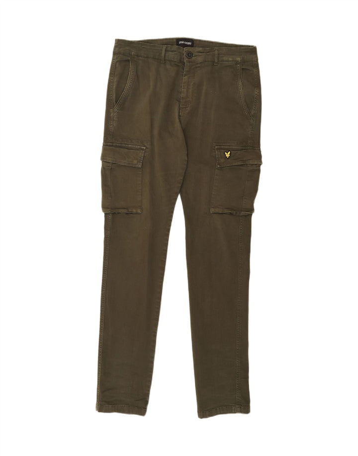 LYLE & SCOTT Mens Slim Cargo Trousers W34 L33 Khaki Cotton