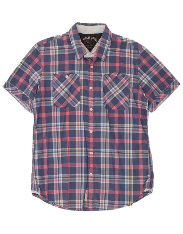 Ανδρικό κοντομάνικο πουκάμισο Tommy Hilfiger XL Βαμβακερό μπλε μπλέ