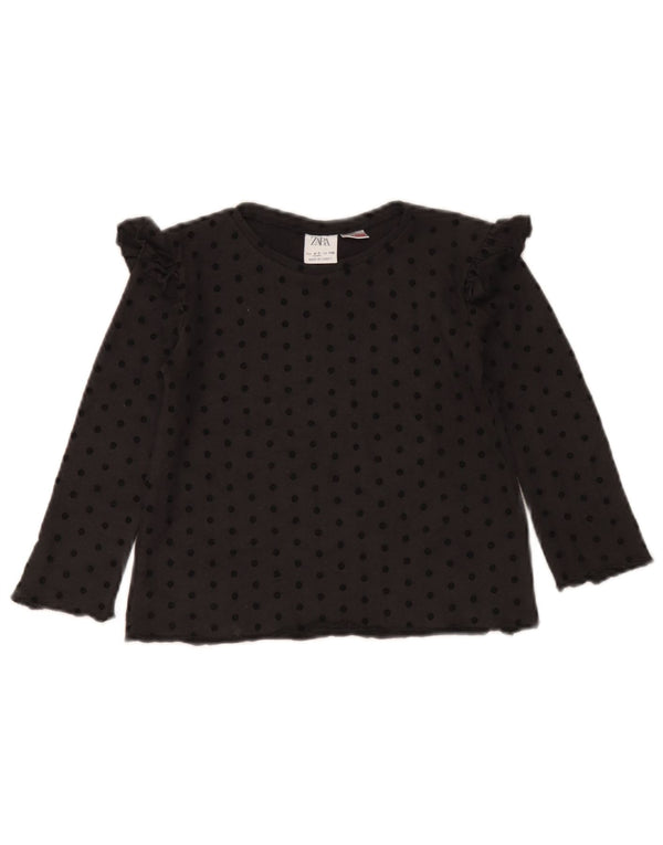 Zara Girls Μακρυμάνικη Μπλούζα Τοπ 4-5 ετών Μαύρη πουά βισκόζη