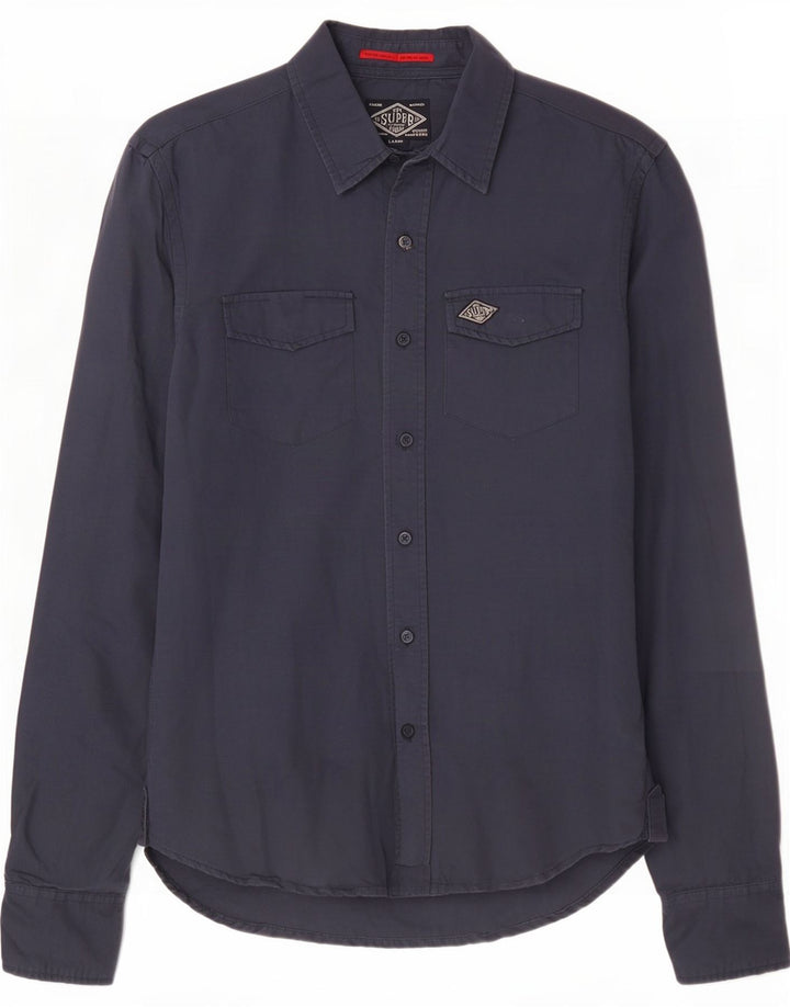Ανδρικό πουκάμισο Superdry Μεγάλο Βαμβακερό Navy Blue
