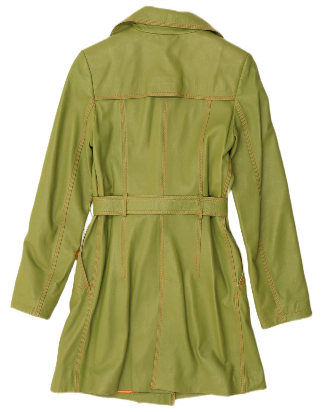 Γυναικείο δερμάτινο παλτό Benny's Double Breasted UK 12 Medium Green Leather