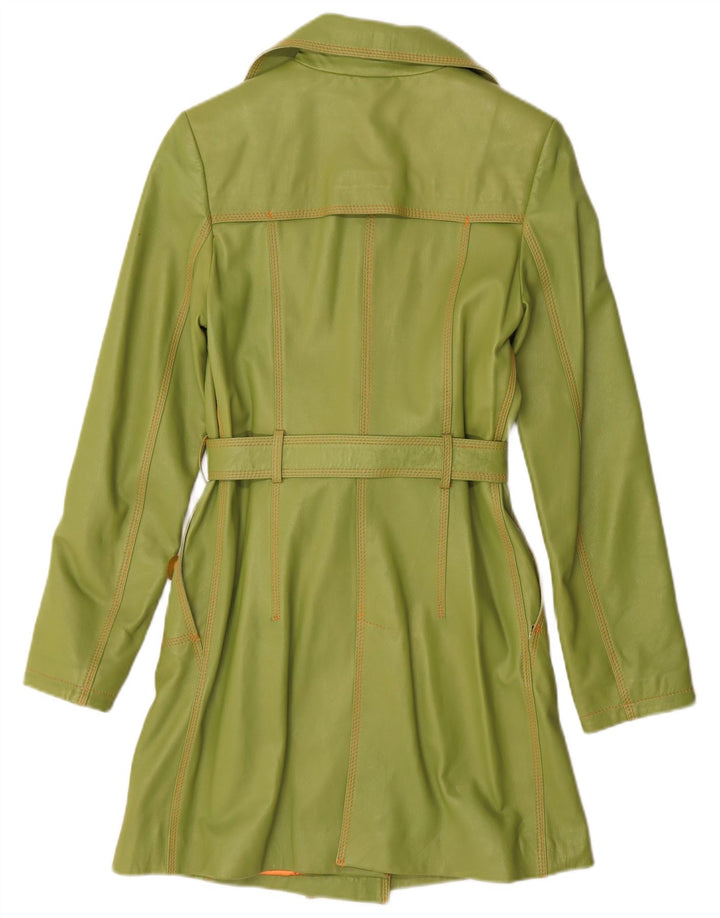 Γυναικείο δερμάτινο παλτό Benny's Double Breasted UK 12 Medium Green Leather