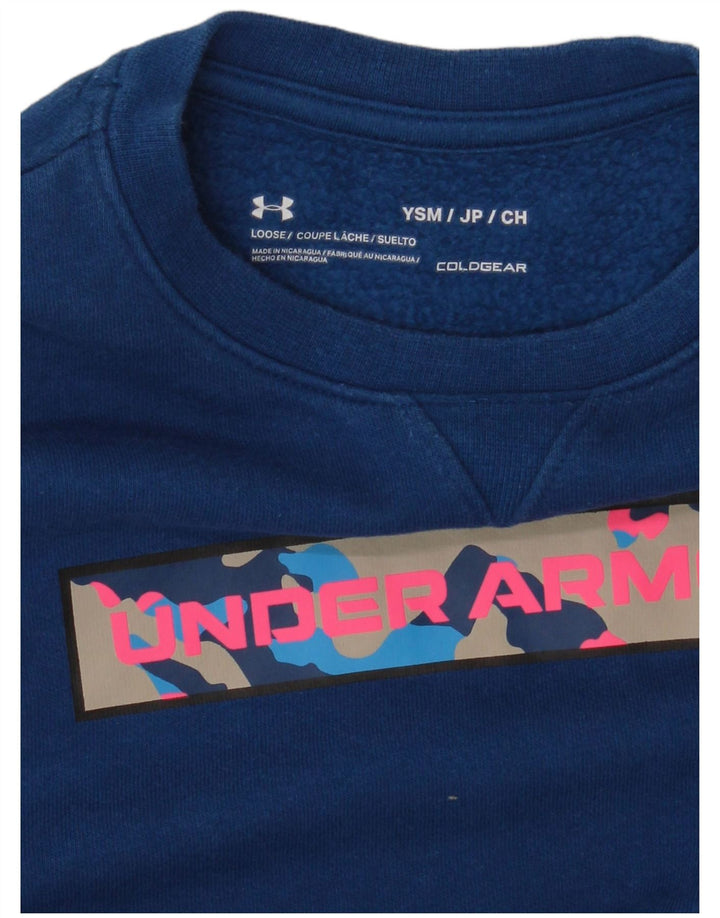 Under Armour Boys Cold Gear Graphic Sweatshirt Jumper 7-8 ετών Small Blue