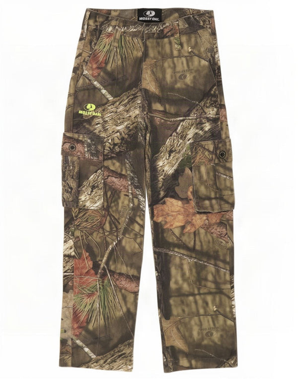 Mossy Oak Boys Cargo Trousers 10-11 Years Large W26 L25 Khaki Camouflage