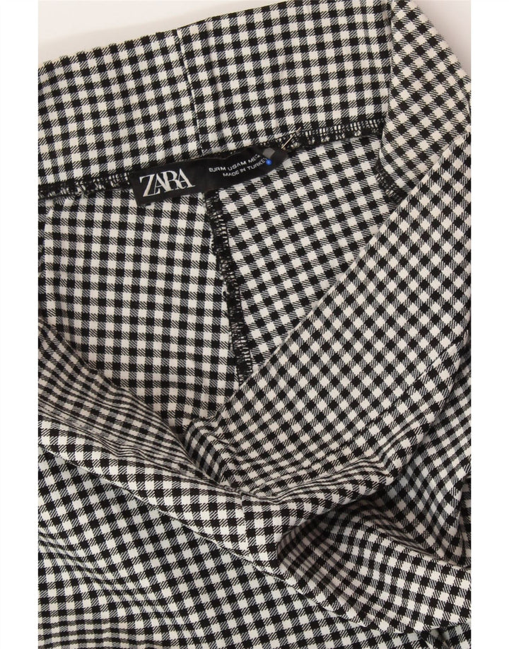 ZARA Γυναικείο παντελόνι Chino Bootcut Medium W28 L26 Μαύρο Gingham