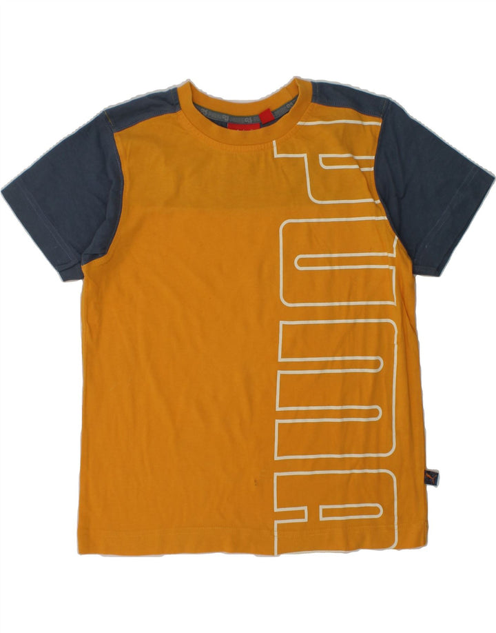 PUMA Boys Graphic T-Shirt Top 7-8 Years Yellow Colourblock Cotton | Vintage Puma | Thrift | Second-Hand Puma | Used Clothing | Messina Hembry 