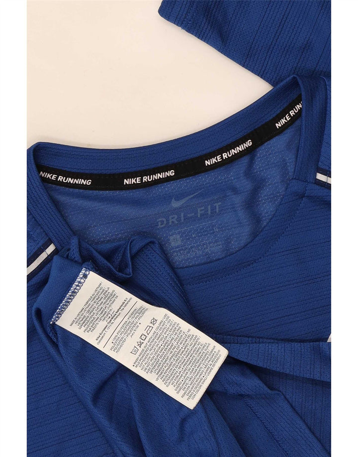 Ανδρικό τοπ Nike Dri Fit Μακρυμάνικο μεσαίο μπλε ριγέ πολυεστέρας
