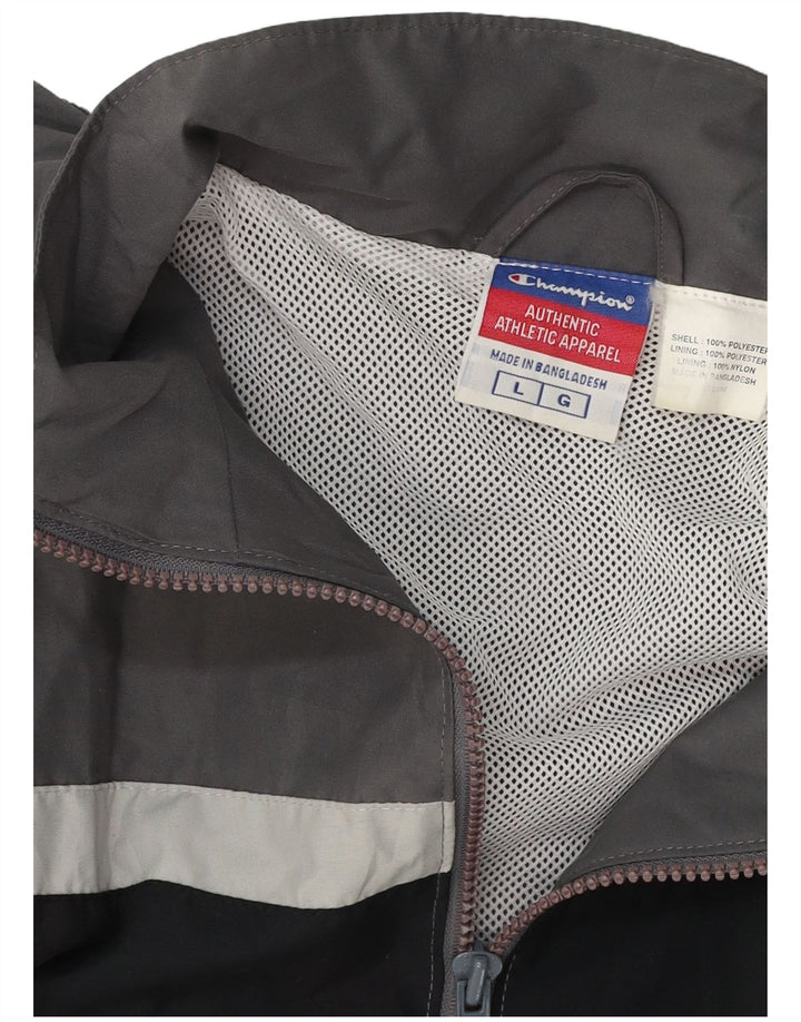 CHAMPION Mens Tracksuit Top Jacket Large Grey Colourblock Polyester