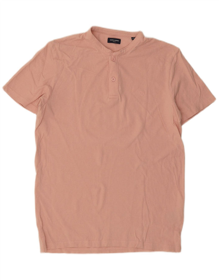 Ανδρικό μπλουζάκι πόλο JACK & JONES, μεσαίο ροζ βαμβακερό