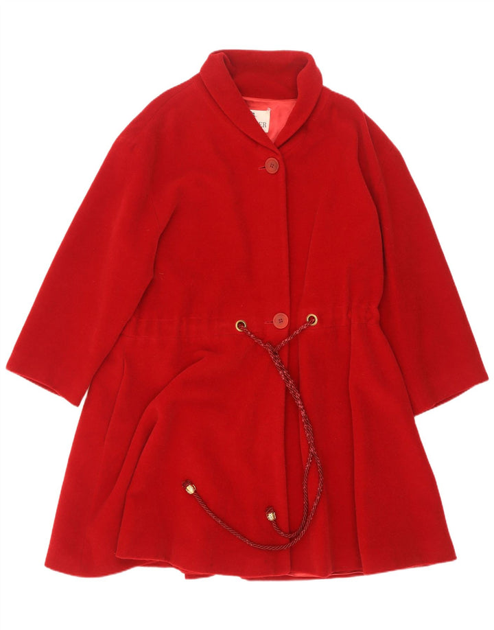Deni-Cler Γυναικείο Oversized Πανωφόρι UK 10 Small Red Wool